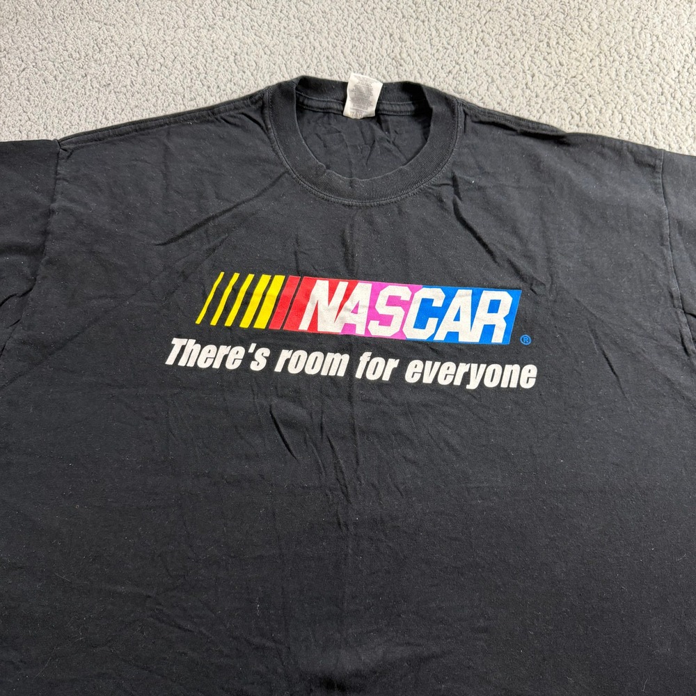 NASCAR Jerzees Heavyweight Cotton Black Graphic T-Shirt Mens 2XL Get In Logo